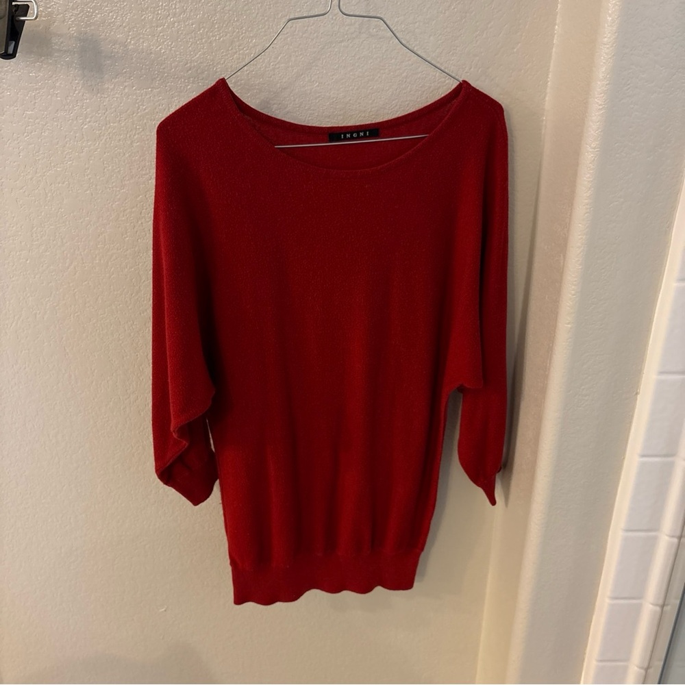 Ingni Classic Red Scoop Neck Sweater from Japan